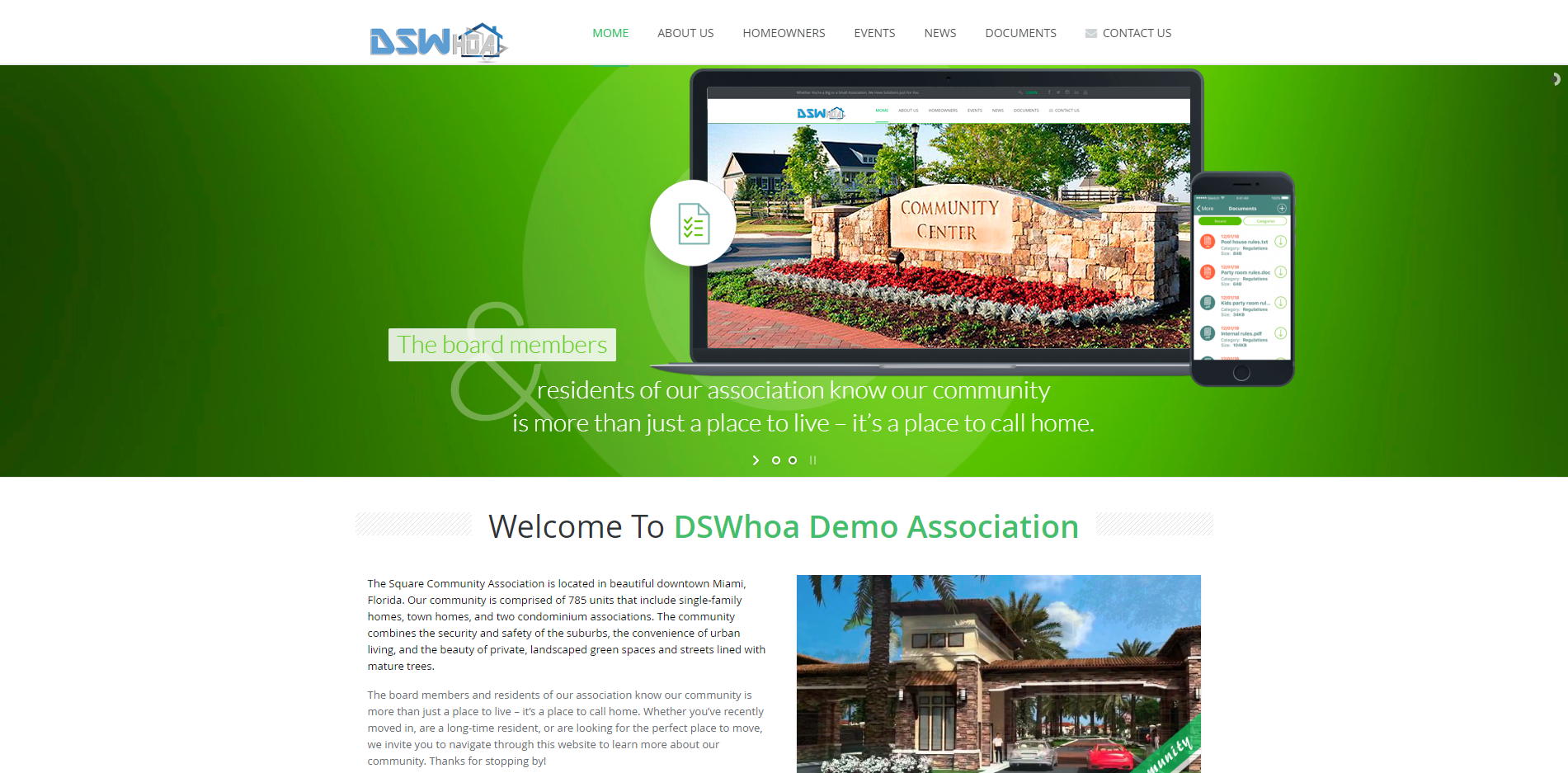 DSWhoa Homeowner and Condo Association Demo Webiste 1